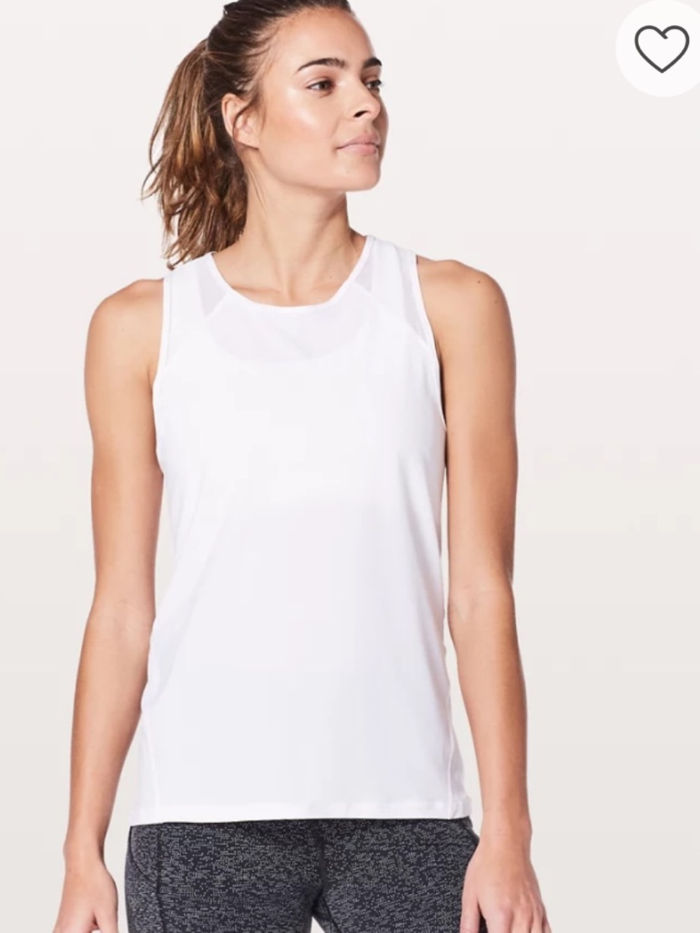 Lululemon Tank Top women size 6 white  cut out back U Neck side vent Athletic